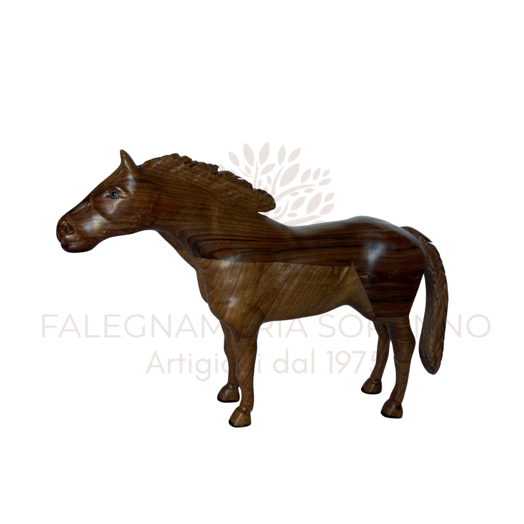 Cavallo Artigianale Legno Scuro